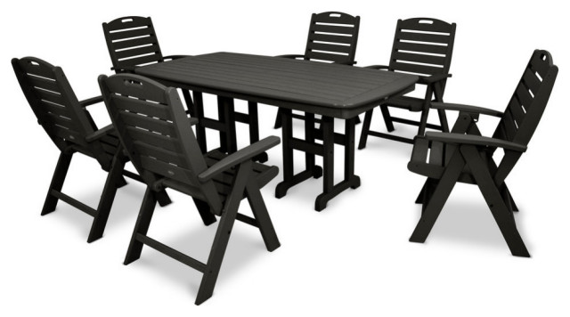 Yacht Club 7 Piece Highback Dining Set Modern Outdoor Dining Sets By Polywood