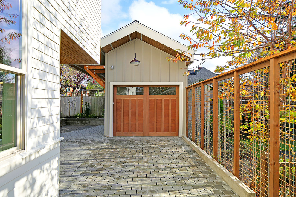 Inspiration for a contemporary detached one-car garage in Seattle.