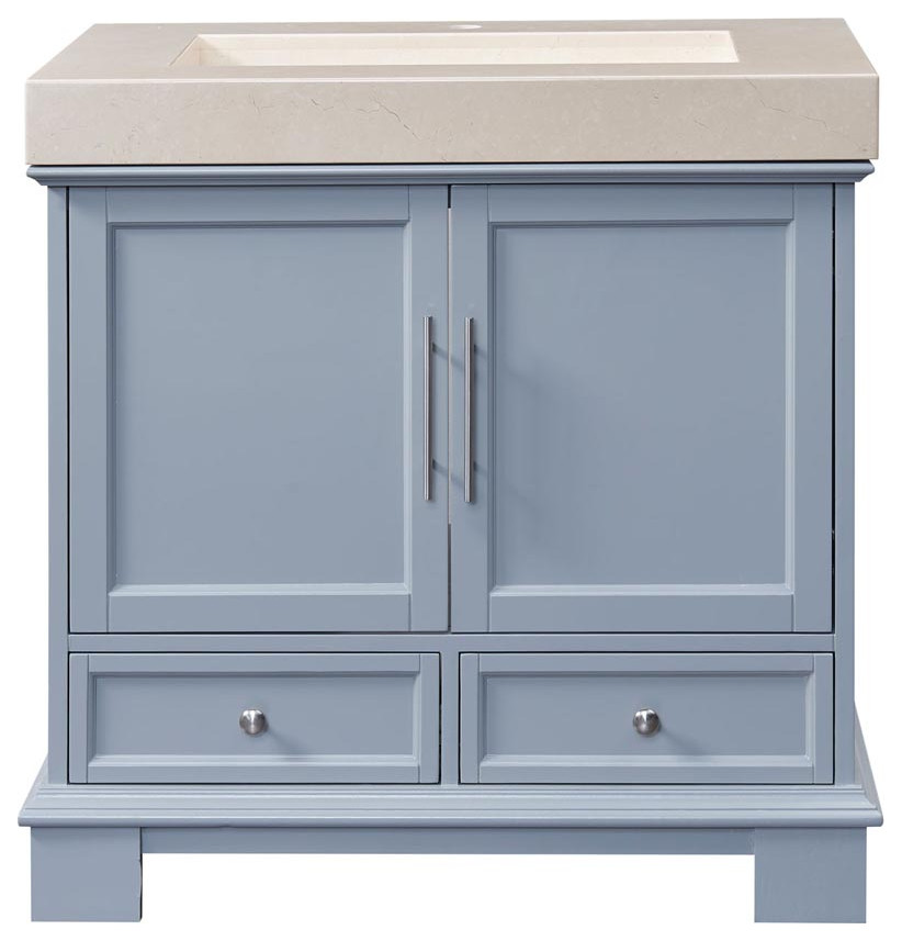 36 Inch Gray Bathroom Vanity Transitional Bathroom Vanities And