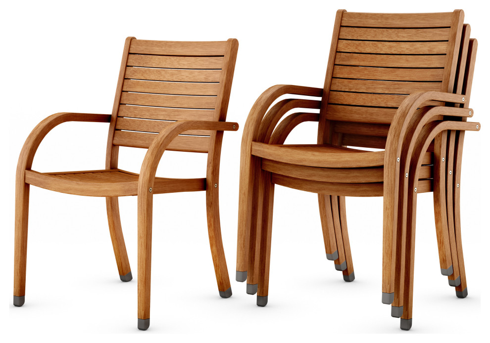 Amazonia Arizona 4Piece Outdoor Stacking Armchairs Set Eucalyptus