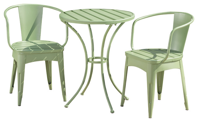 sage green metal bistro set