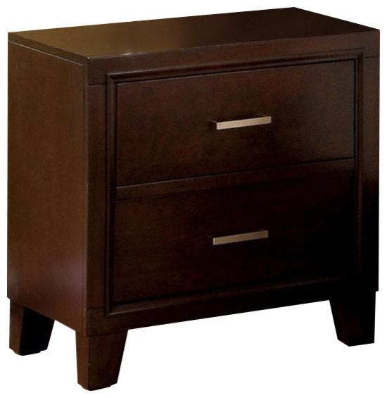Contemporary Style Brown Cherry Finish Night Stand Transitional
