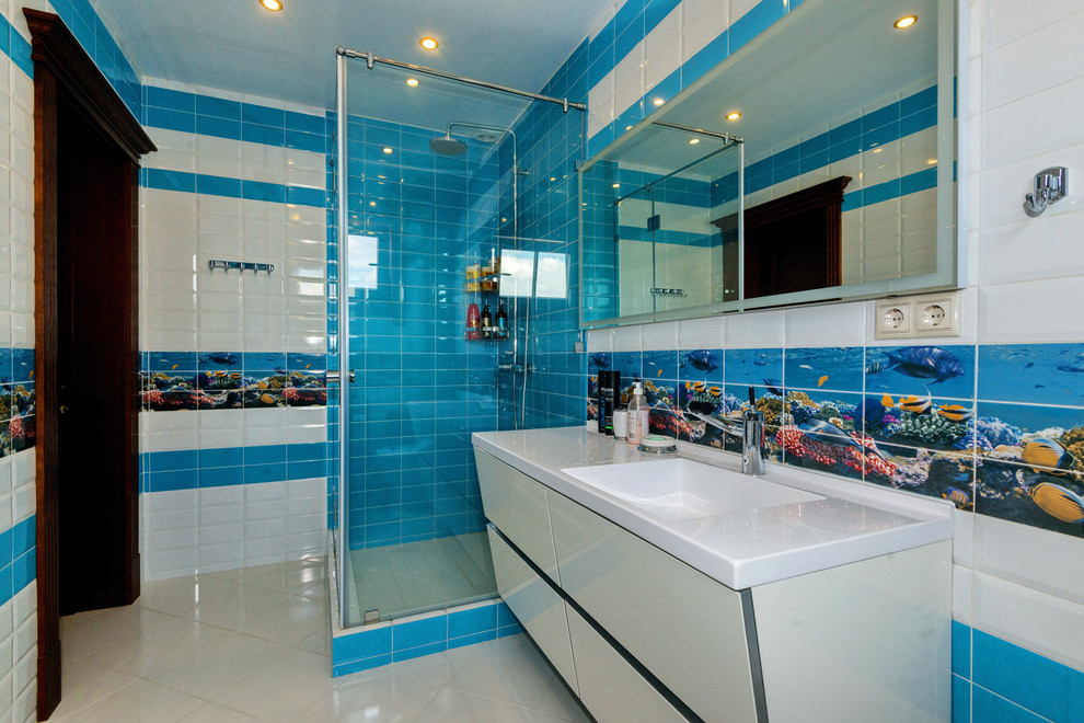 Санузел в доме из клееного бруса по индивидуальному проекту