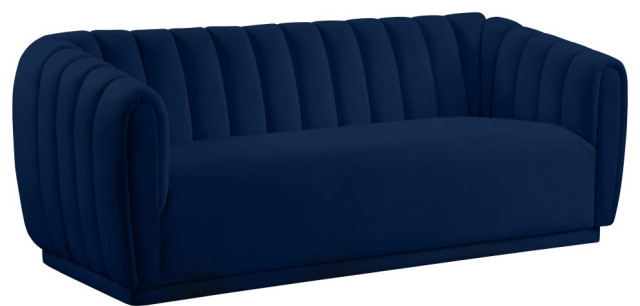 Dixie Velvet Upholstered Sofa, Navy