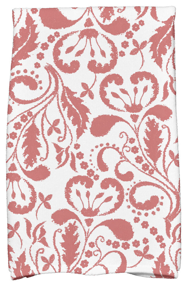 18"x30" Aurora Floral Print Kitchen Towel, Orange