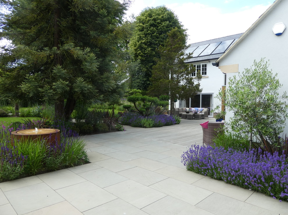 Photo of a large contemporary full sun garden in Cheshire.