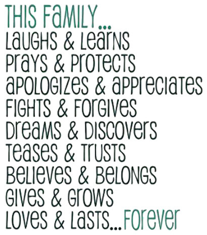 Decal Vinyl Wall This Family...Prays & Protects, Teal/Dark Green