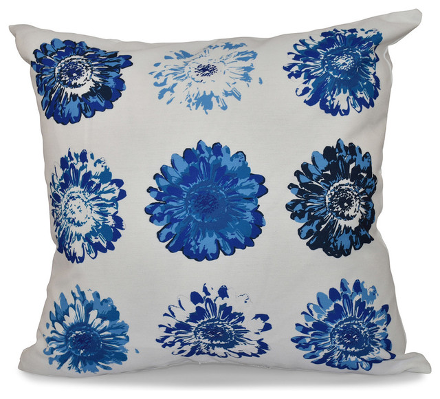 Gypsy Floral, Floral Outdoor Pillow, Blue, 20"X20" Contemporary
