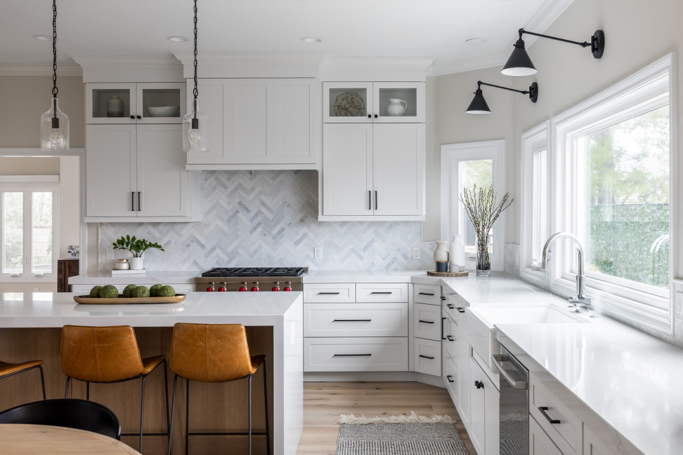 Example of a transitional kitchen design in Orange County