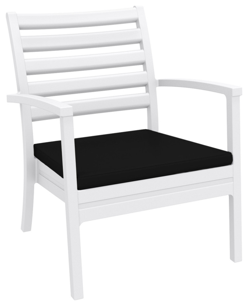 patio chair cushions set of 2 on Artemis Xl Club Chair Set Of 2 White With Sunbrella Black Cushions Contemporary Outdoor Lounge Chairs By Compamia