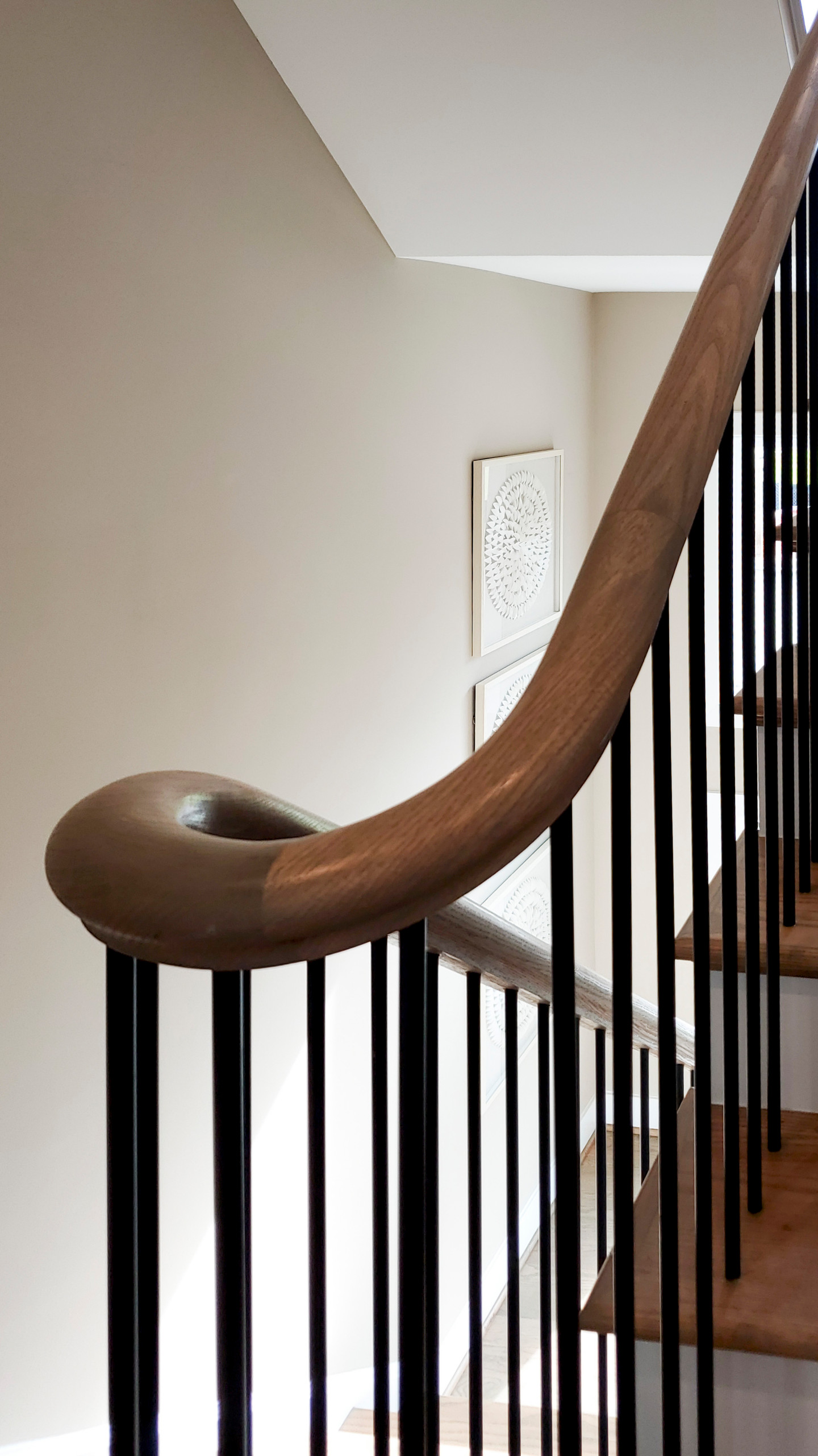 Project #153 | Sophisticated Red Oak Stair with Metal Balusters