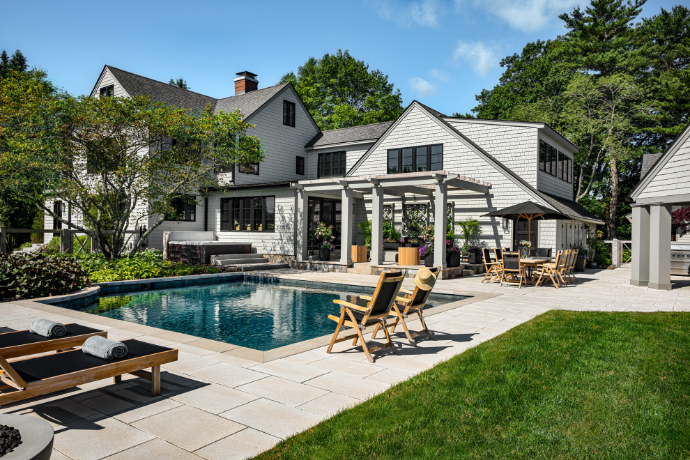 Farmhouse pool photo in Boston