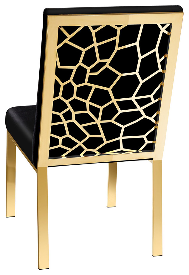Black and Gold velvet dining chair Contemporary Dining Chairs by