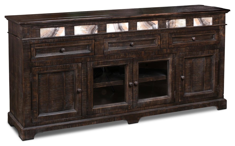Onyx Solid Wood 82" Sideboard/TV Stand Rustic Entertainment Centers