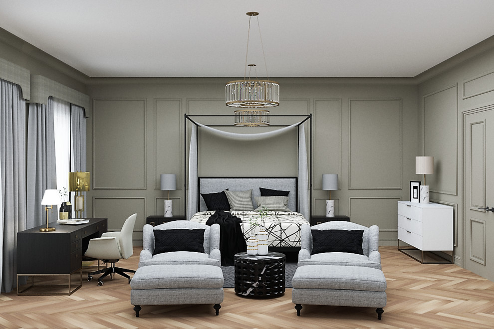 Дизайн проект спальни загородного дома