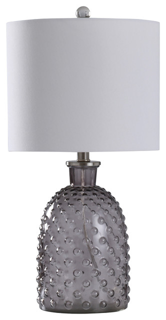 Textured Glass Table Lamp, Smoked Glass