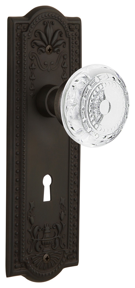 Meadows Plate Interior Mortise Crystal Meadows Knob, Oil-Rubbed Bronze, 2.25"