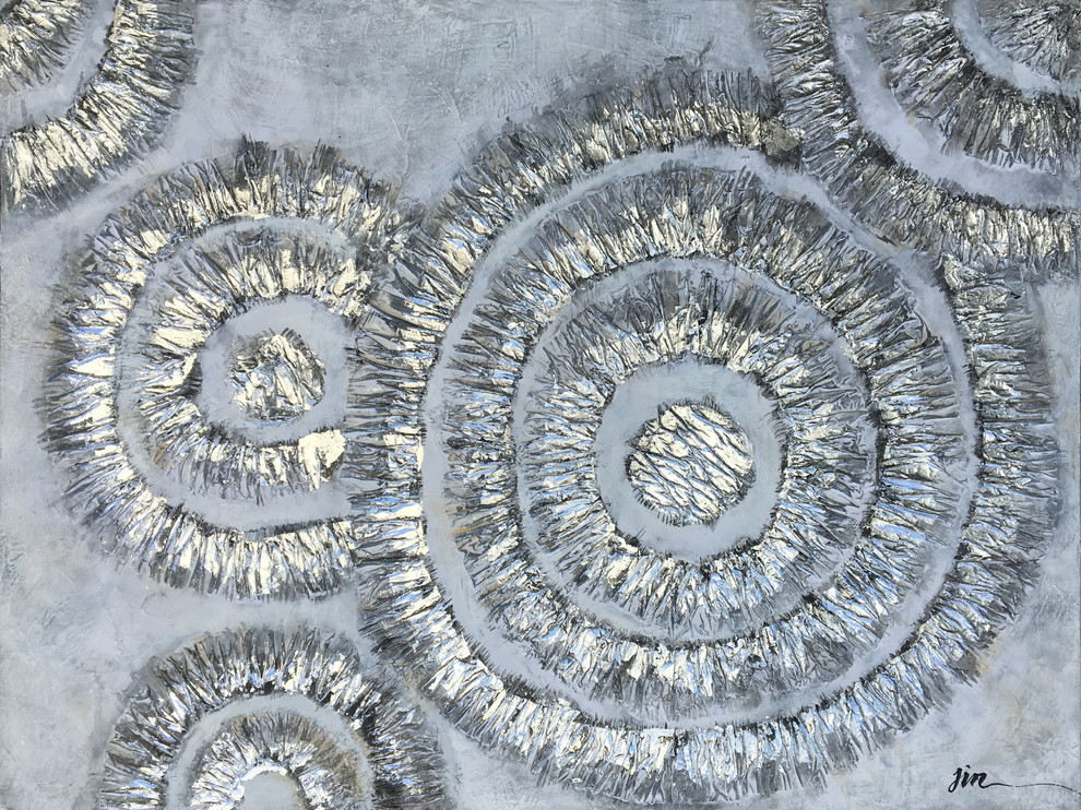 Original Abstract Art "Silver Brilliance" Hand Painted Canvas Wall