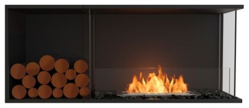 Flex Right Corner Bioethanol Firebox Black Finish Contemporary
