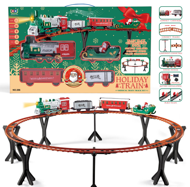 36 Pc Battery Operated Lighted & Animated Train Set with Raised Track ...