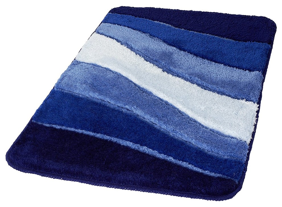 Royal Blue Non Slip Washable Bathroom Rug, Ocean, Large Contemporary