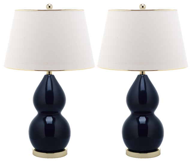 Double- Gourd Ceramic Lamp in Navy - Set of 2