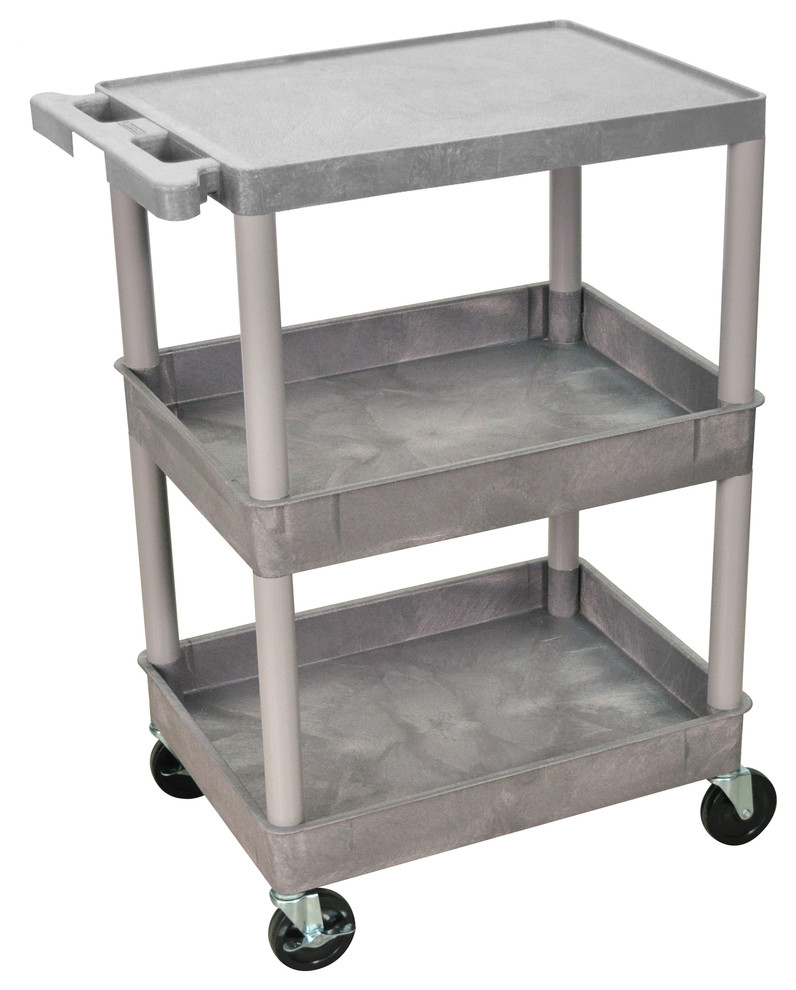 Luxor 3-Shelf Gray Tub Cart