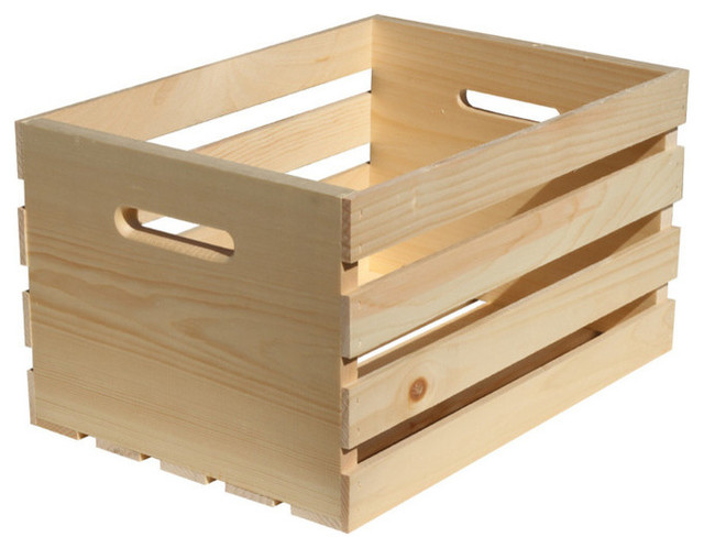 Crates & Pallet 67140 Unfinished Pine Wood Crate, Large, 18" x 12.5" x 9.5"