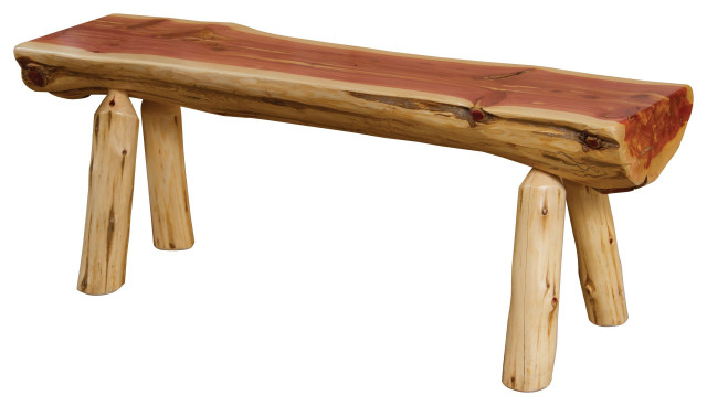 Red Cedar Half-Log Bench, 5 Foot