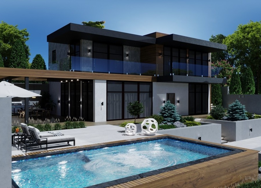 Дизайн фасада дома 140 м2 в Сочи