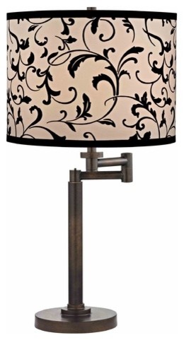 Modern Swing Arm Lamp With Black Shade in Bronze Finish, 1902-1-604 SH9515