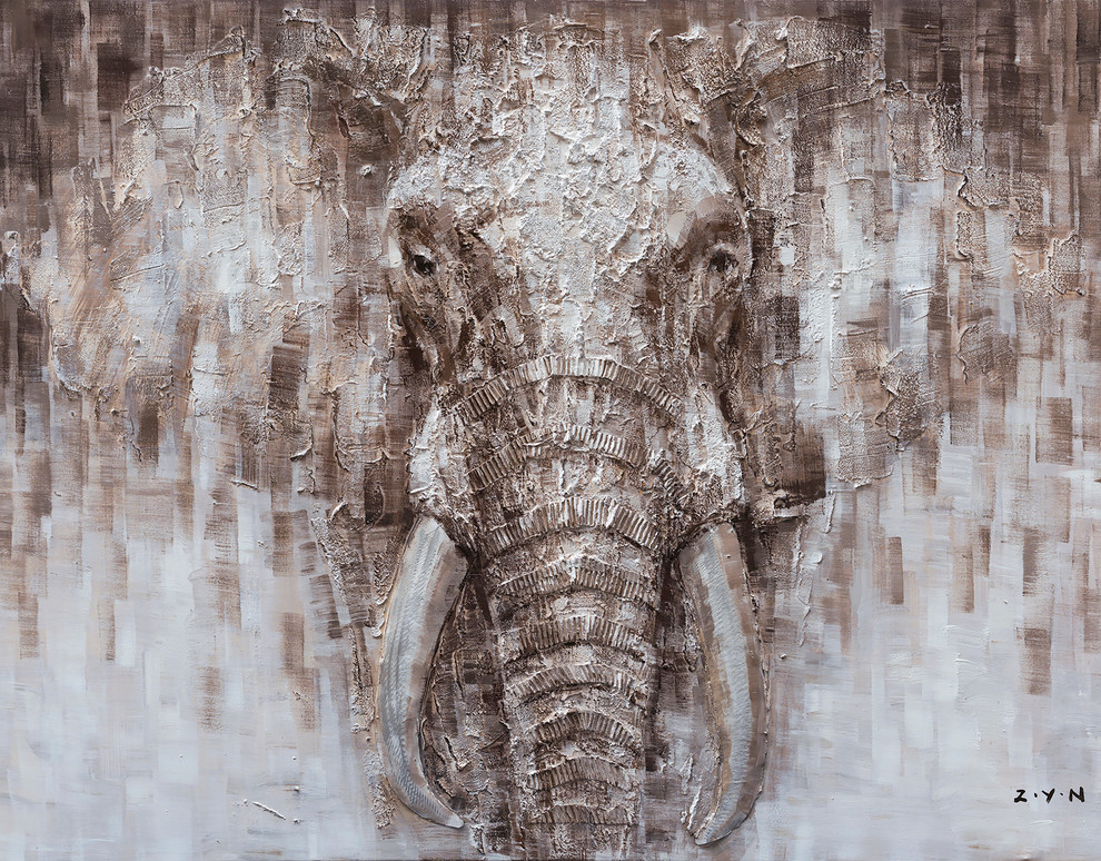 "An Elephant's Tusk Hand Painted" Canvas Artwork, 48"x36