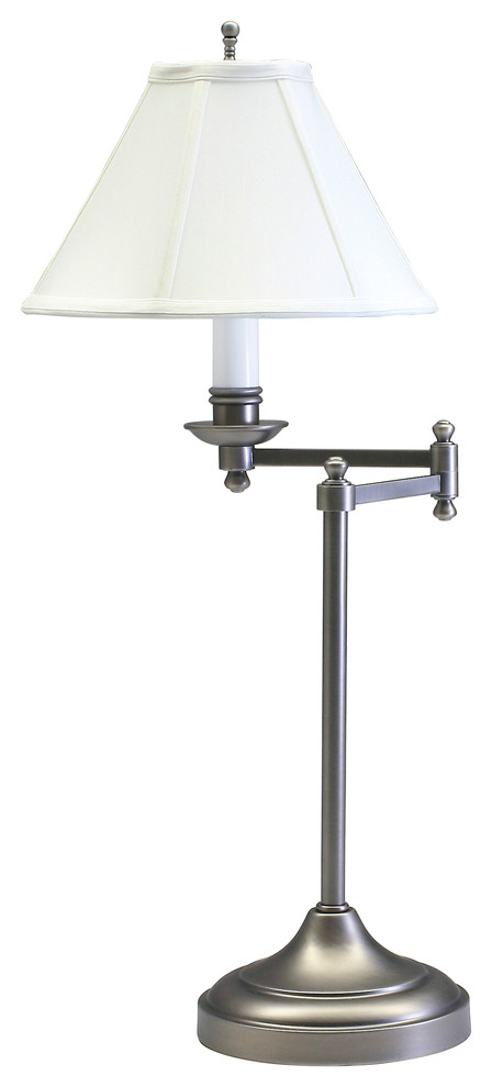 Club 25" Antique Silver Table Lamp with swing arm