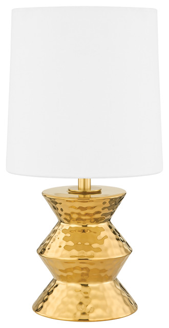 Mitzi HL617201A-AGB/CGD Zoe 1 Light Table Lamp in Aged Brass Ceramic Gold