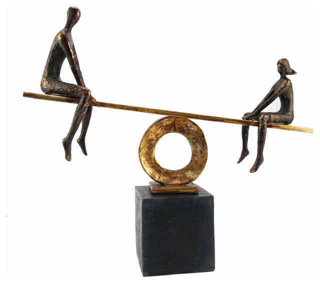 Image Teeter Object Polyresin Teeter-Totter Fugurine, Black And Gold - Contemporary ...