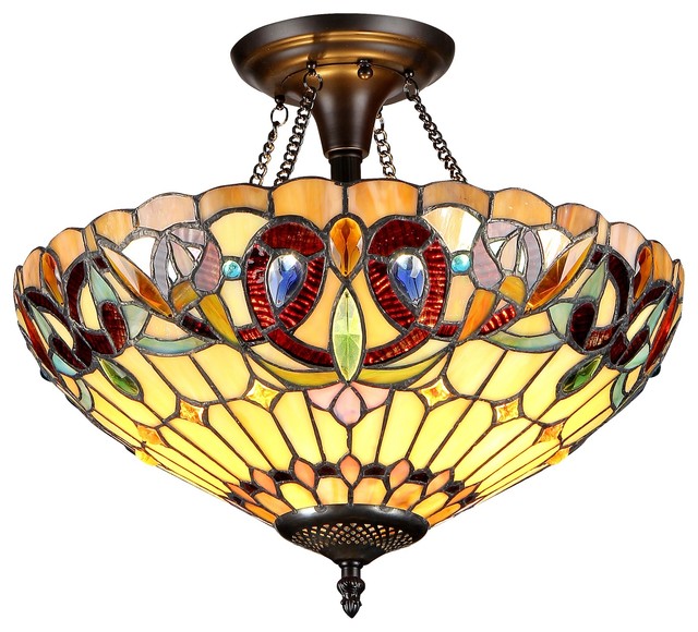 Serenity 2 Light Victorian Semi Flush Ceiling Fixture