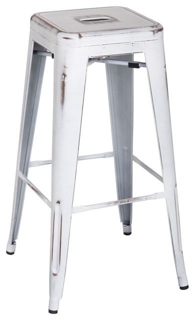 Metropolis Metal Backless Barstool Distressed White Set Of 4 Metropolis Metal Backless Barstool Distressed White Set Of 8 Bar Stools