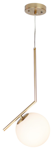 Modern Mid 1-Light Globe Pendant, Satin Brass