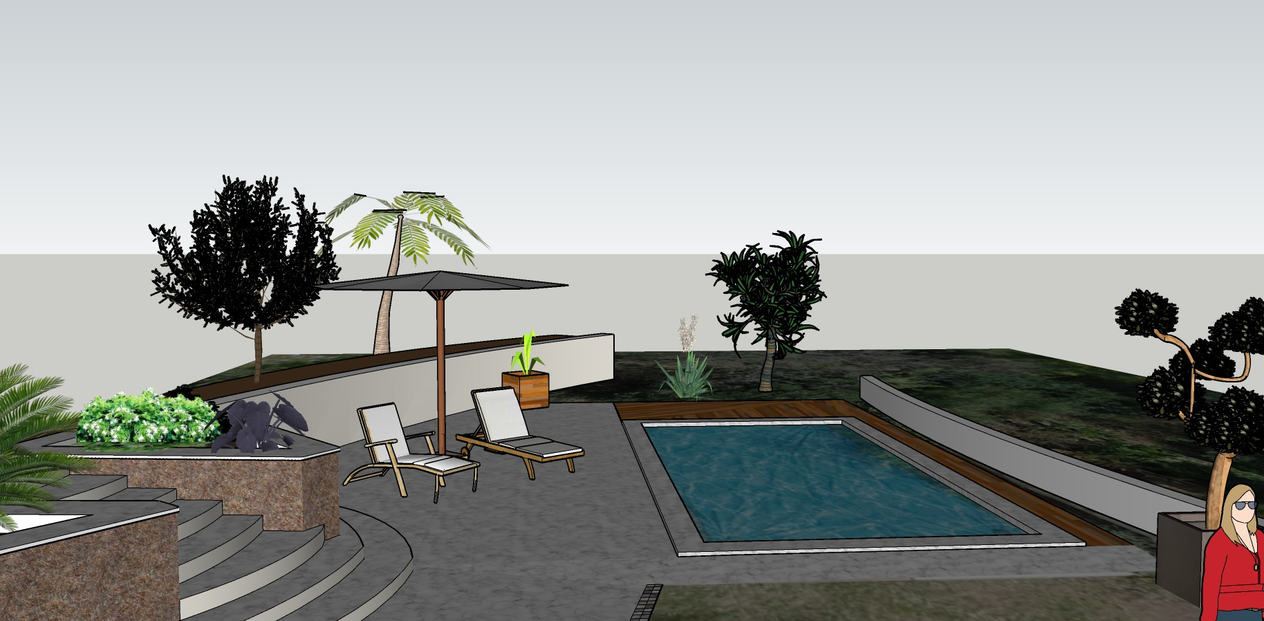 Conception 3D de l'aménagement de la piscine de Cuers