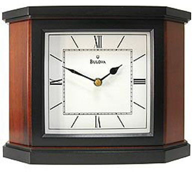 Bulova Holyoke Mantel Clock Solid Wood Case With Cherry And Black