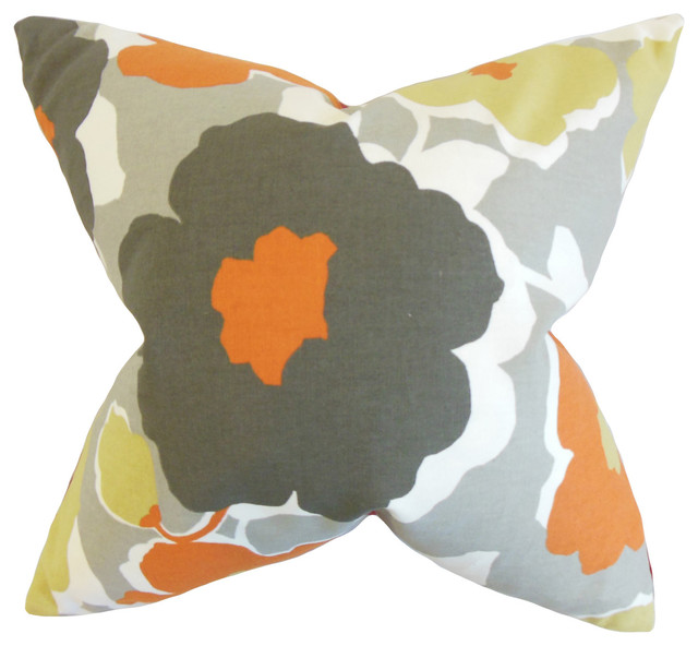 The Pillow Collection Rhynisha Floral Bedding Sham Ginger King//20 x 36