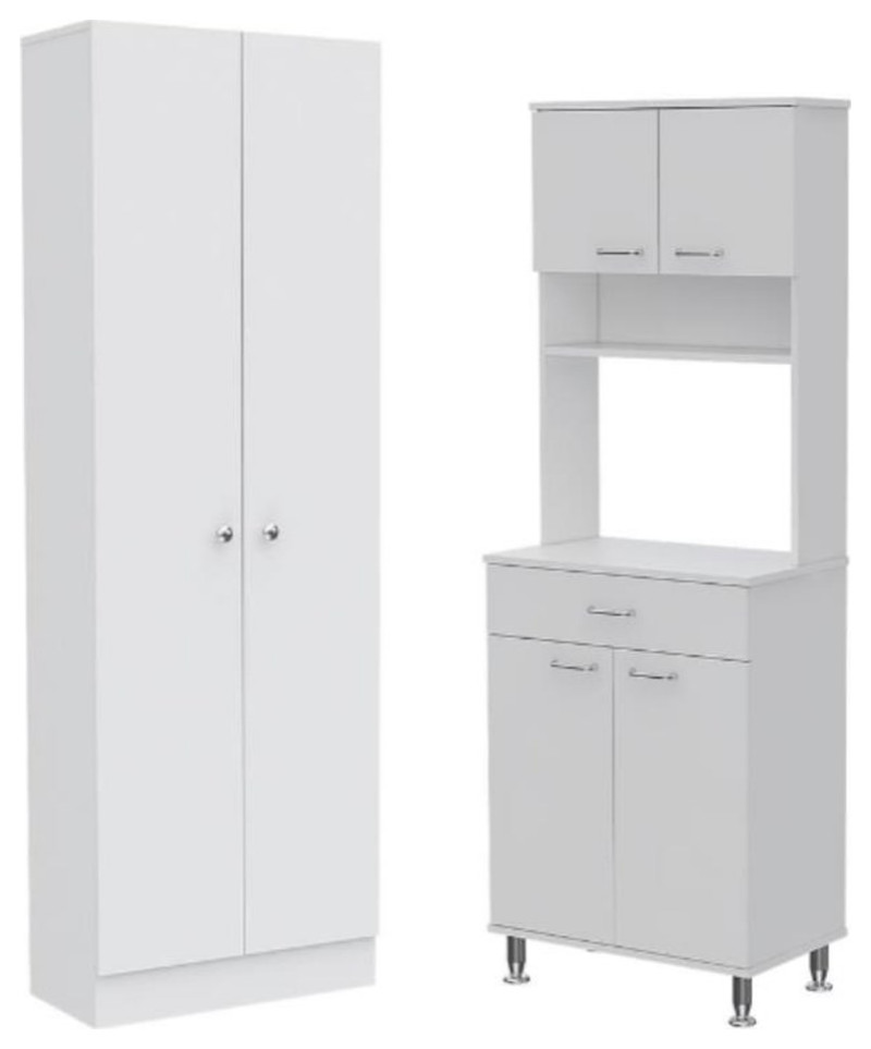 Home Square 2-Piece Set with Storage Pantry Cabinet and 66" High Pantry Cabinet