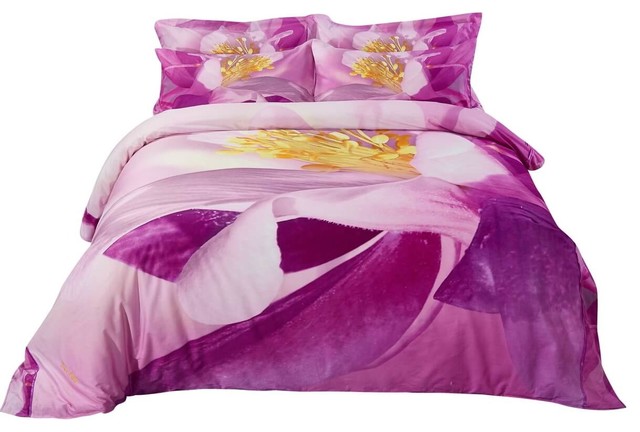 Duvet Cover Set, 100% Cotton 6-Piece Fitted Bedding, Queen