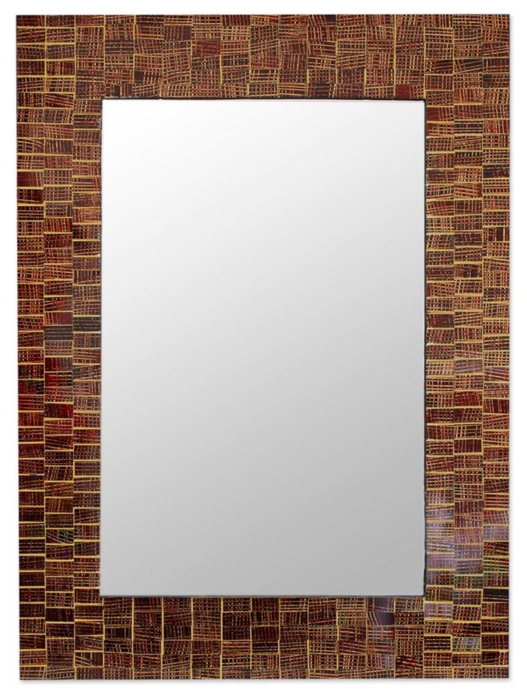 Mumbai Maze Mosaic Glass Mirror Contemporary Wall Mirrors by