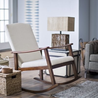 Belham Living Holden Modern Rocking Chair - Upholstered - Ivory