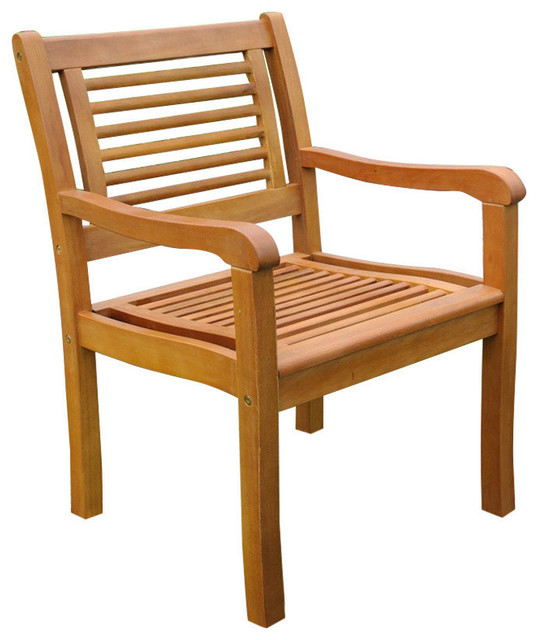 Yellow Balau Hardwood Outdoor Arm Chairs, Set of 2, Dark Honey