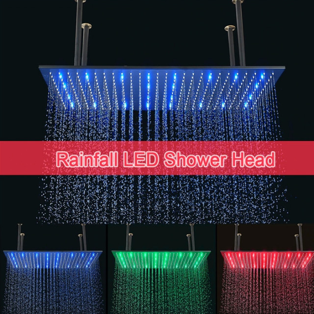 Biella Matte Black LED 20*40" Digital Rainfall Shower System and ...