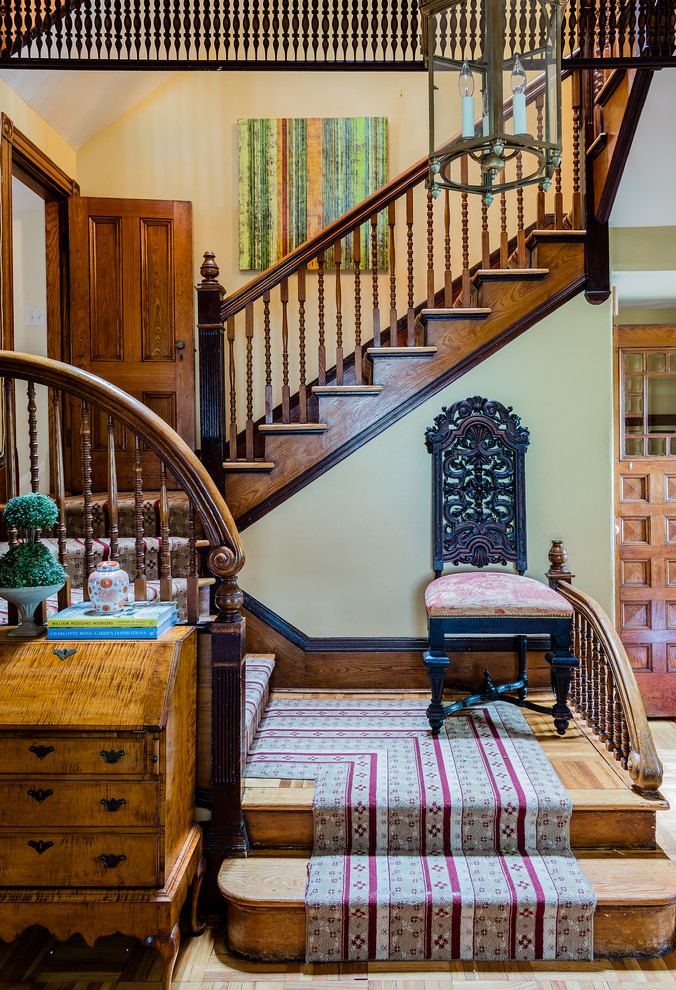 Example of a transitional staircase design in Boston