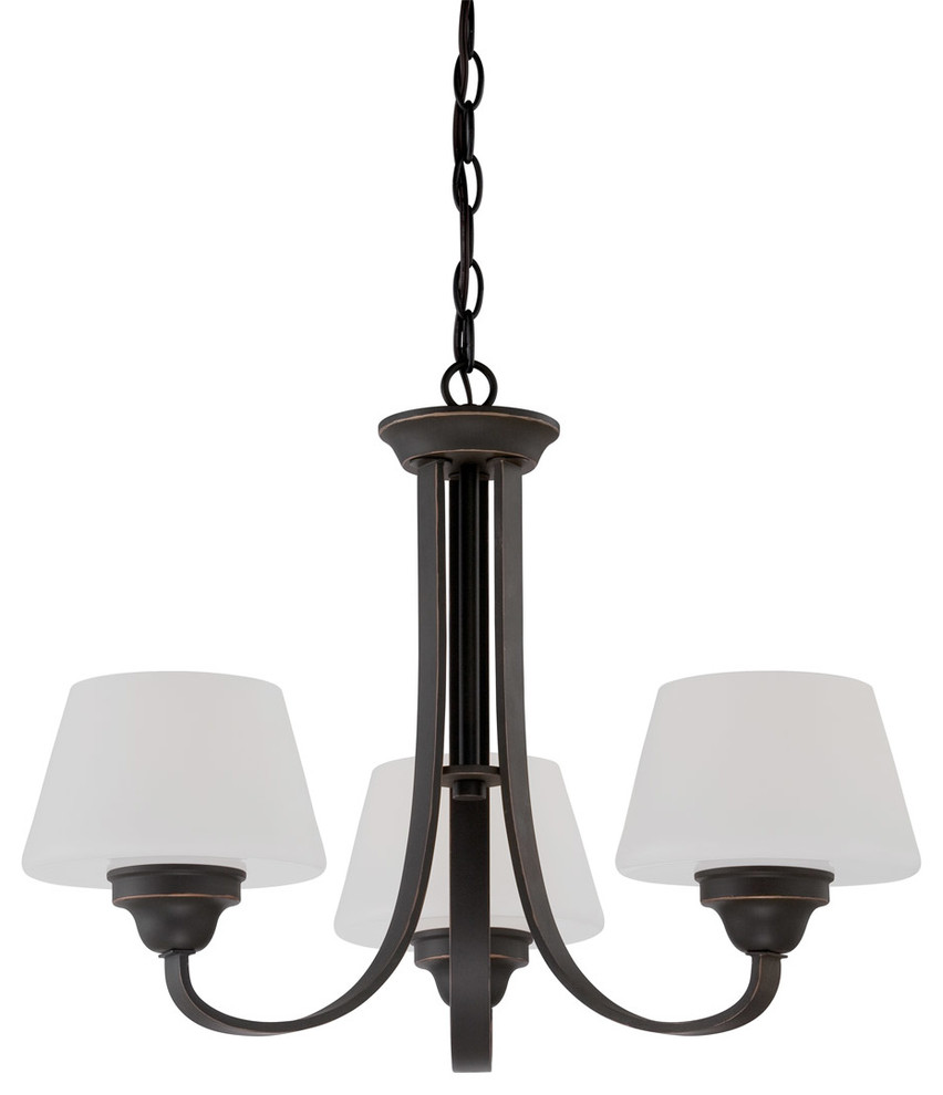 Nuvo Ludlow 3-Light Russet Bronze and Etched Opal Glass Chandelier