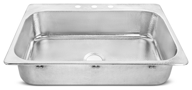 Graham Drop-In Crafted Stainless 33" Kitchen Sink, Polished Stainless Steel